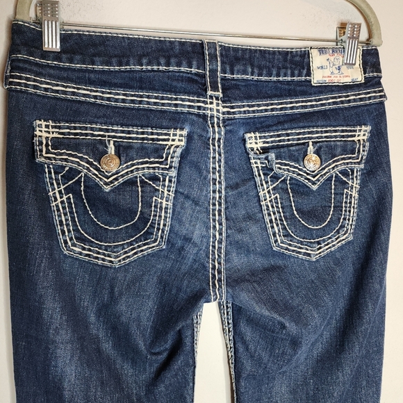 True Religion Bootcut Lowrise Darkwash Jeans Women's Size 31 - Picture 5 of 16